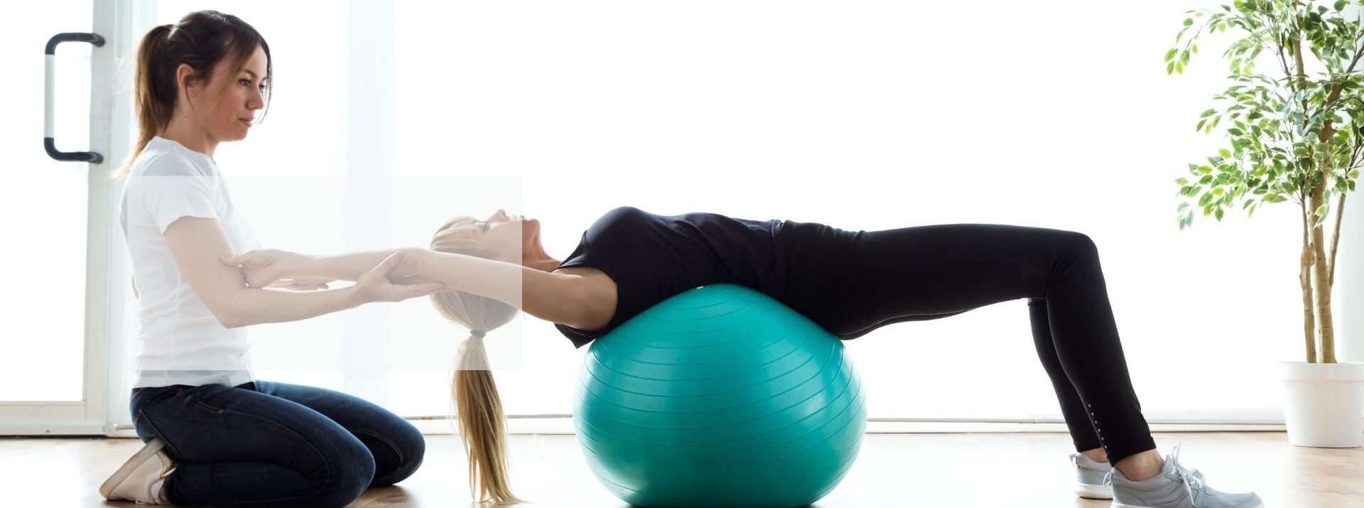 Chartered physiotherapist guiding a client through rehabilitation exercise at PREP Physio, Ballsbridge
